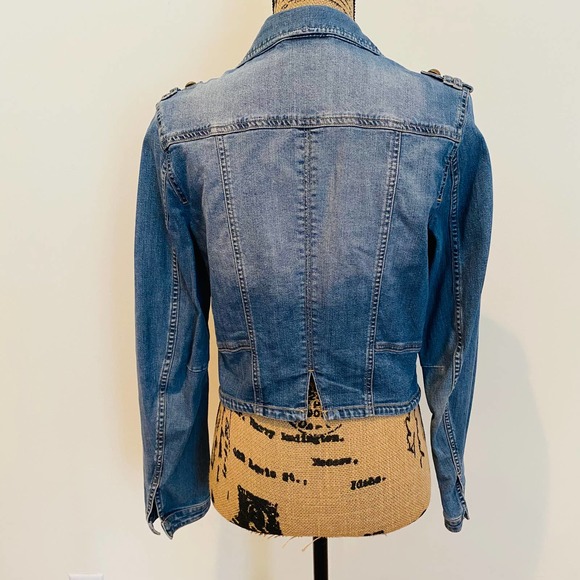 H&M Divided Womens Military Cotton Distressed Denim Jacket 40 - Picture 7 of 11